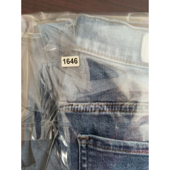 Express Cropped Flare Hi Rise Jeans Wmn's Sz 4 Frayed Stonewashed Stretch Denim - Picture 16 of 16